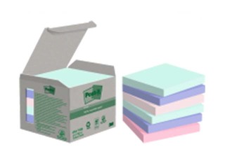 Sticky notes Post-it Recycled, pastel rainbow, 76x76mm, 6x100 sheets