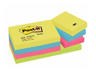 Клейкие листочки Post-it Energetic, 38x51мм, 12x100 листов + АКЦИЯ! Купи наклейки и получи подарок!