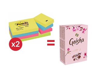 Post-it Energetic märkmepaber, iseliimuv, 38x51mm, 12x100 lehte + KAMPAANIA! Osta märkmepaber ja m