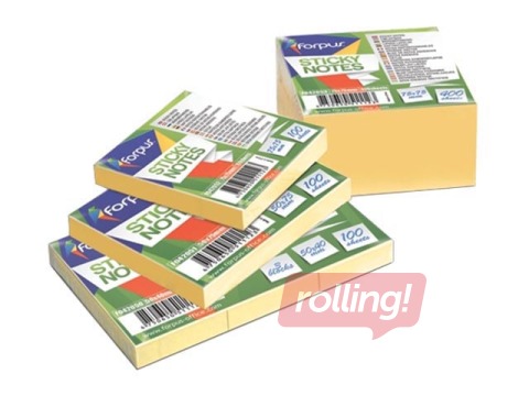 Sticky notes Forpus, yellow, 50x75mm, 100 sheets