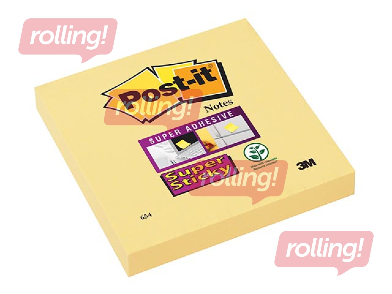 Märkmepaber Post-it Super Sticky Canary, kanaari kollane, 76x76mm, 90 lehte