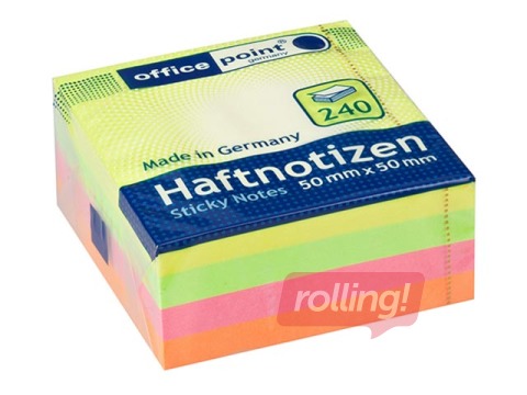 Liimiribaga paberid, neoonvärvid, 50x50mm, 240 lehte