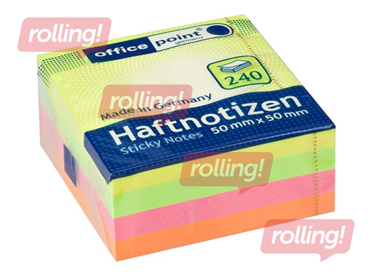 Liimiribaga paberid, neoonvärvid, 50x50mm, 240 lehte