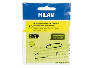 Клейкие листочки Milan, прозрачные, неоновые желтые, 76x76мм, 50 листья