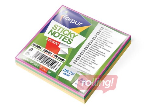 Z-märkmed, Forpus, värvid, 75x75mm, 100 lehte