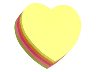 Sticky notes, heart shape, neon, 64x67mm, 250 sheets