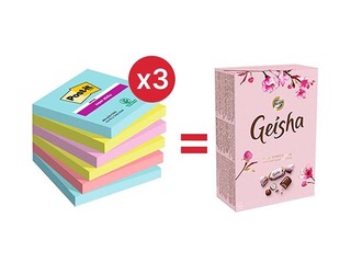Līmlapiņas Post-It Super Sticky Cosmic 76x76mm, 6x90l. + AKCIJA! Pērc līmlapiņas un saņem dāvanu!