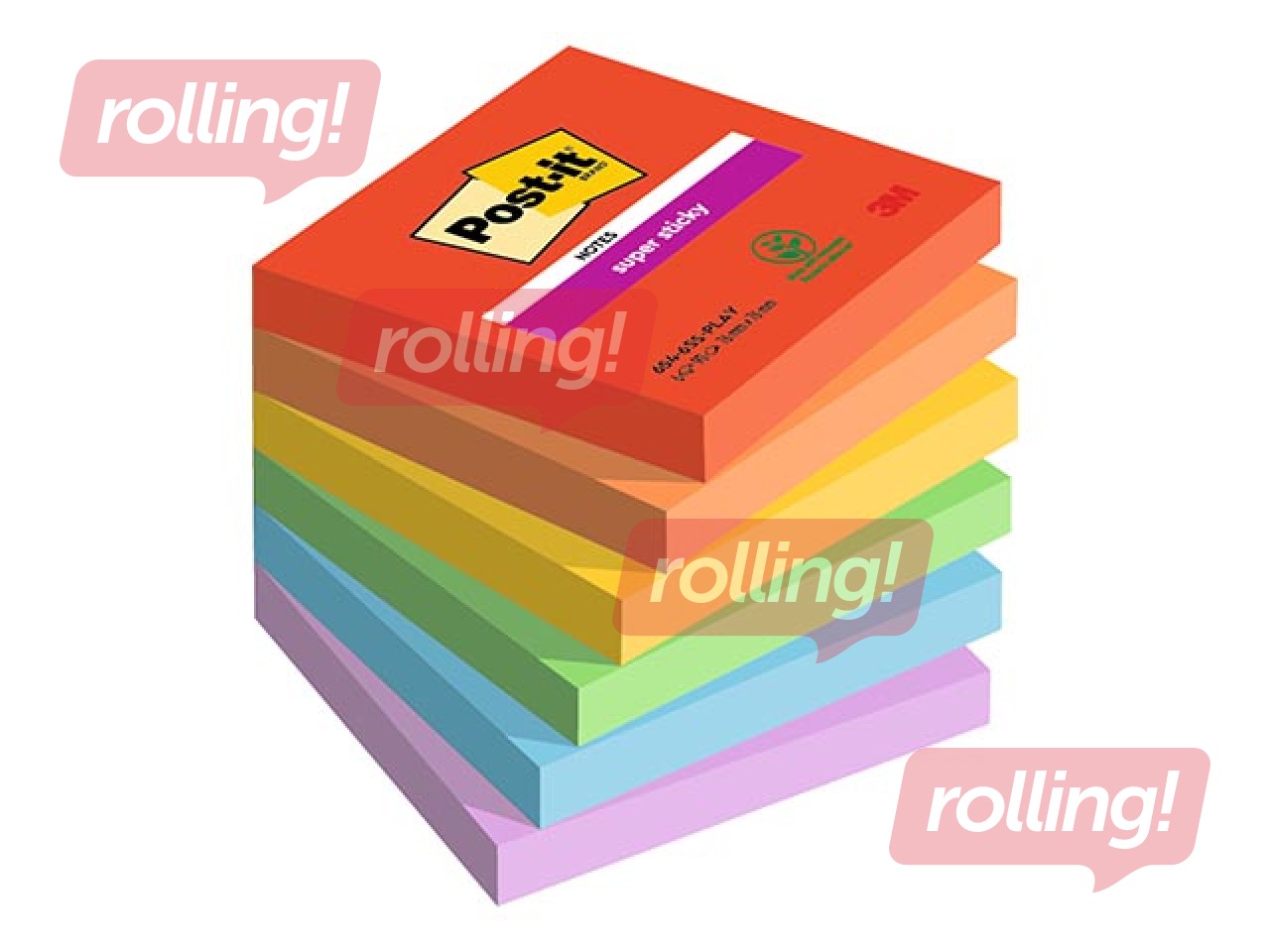 Līmlapiņas Post-It Super Sticky Playful 76x76mm, 6x90 lapiņas + AKCIJA! Pērc līmlapiņas un saņe