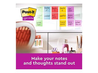 Märkmepaber Post-It Super Sticky, jooneline, erinevad värvids, 100x100mm, 3x70 lehte