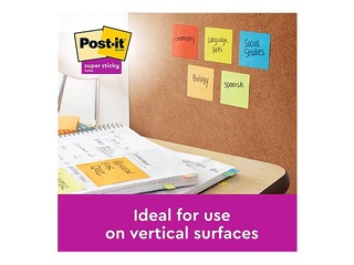 Märkmepaber Post-It Super Sticky, jooneline, erinevad värvids, 100x100mm, 3x70 lehte