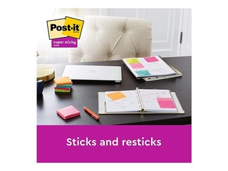 Märkmepaber Post-It Super Sticky, jooneline, erinevad värvids, 100x100mm, 3x70 lehte