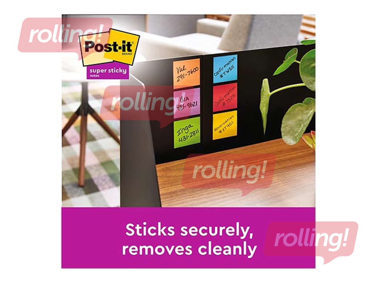 Sticky notes Post-It Super Sticky, with lines, different colors, 100x100mm, 3x70 sheets