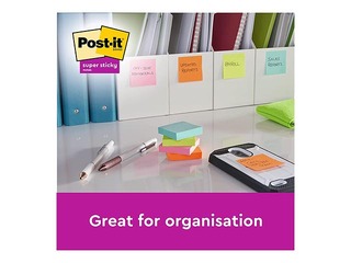 Sticky notes Post-It Super Sticky, with lines, different colors, 100x100mm, 3x70 sheets