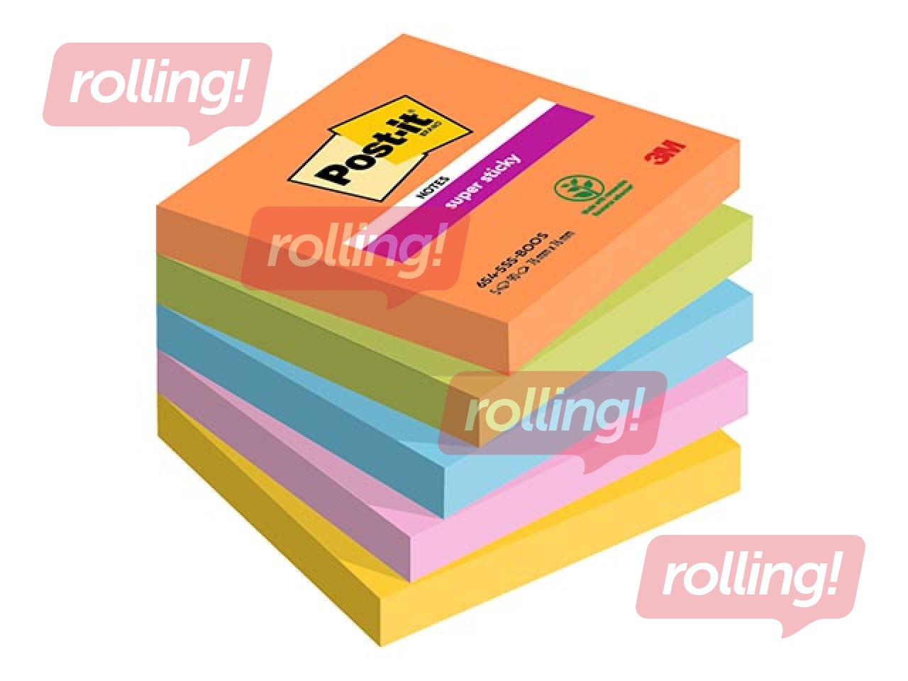 Liimäärega märkmepaber Post-It Super Sticky Boost 76x76mm, 5x90 lehte + KAMPAANIA! Osta märkmepabe