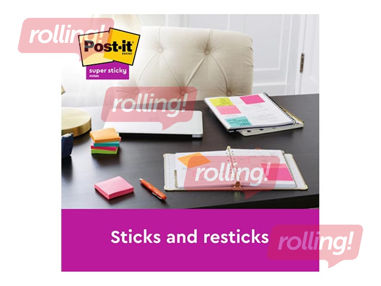 Liimiribaga paberid Z-tüüpi, Post-it Super Sticky Carnival, 76 x 76 mm, 6 x 90 + KAMPAANIA! Ost