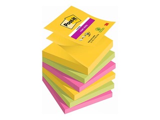 Sticky notes Z - type, Post-it Super Sticky Carnival, 76x76 mm, 6x90 sh. + GIFT! Purchase stick