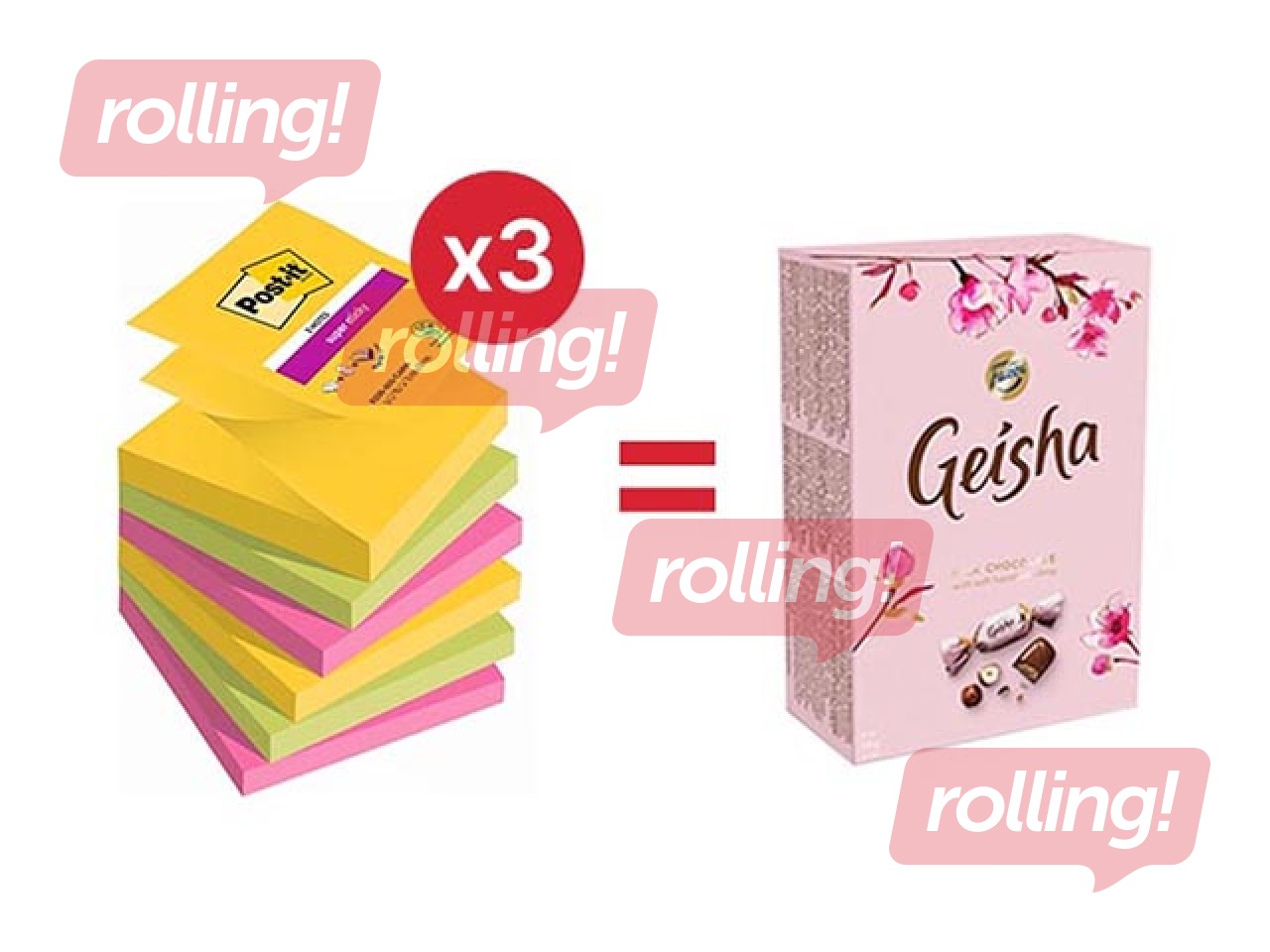 Sticky notes Z - type, Post-it Super Sticky Carnival, 76x76 mm, 6x90 sh. + GIFT! Purchase stick