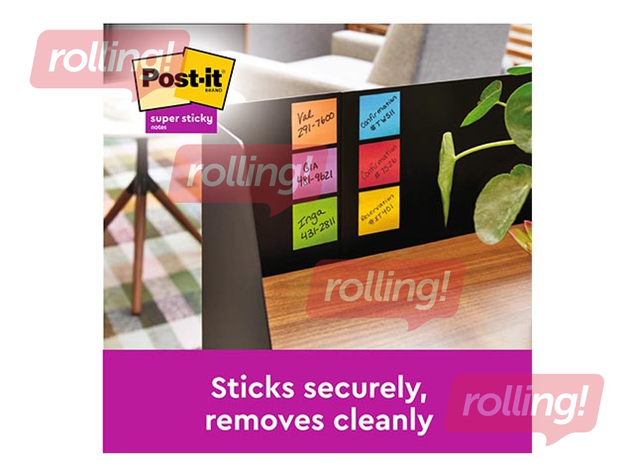 Sticky notes Z - type, Post-it Super Sticky Carnival, 76x76 mm, 6x90 sh. + GIFT! Purchase stick