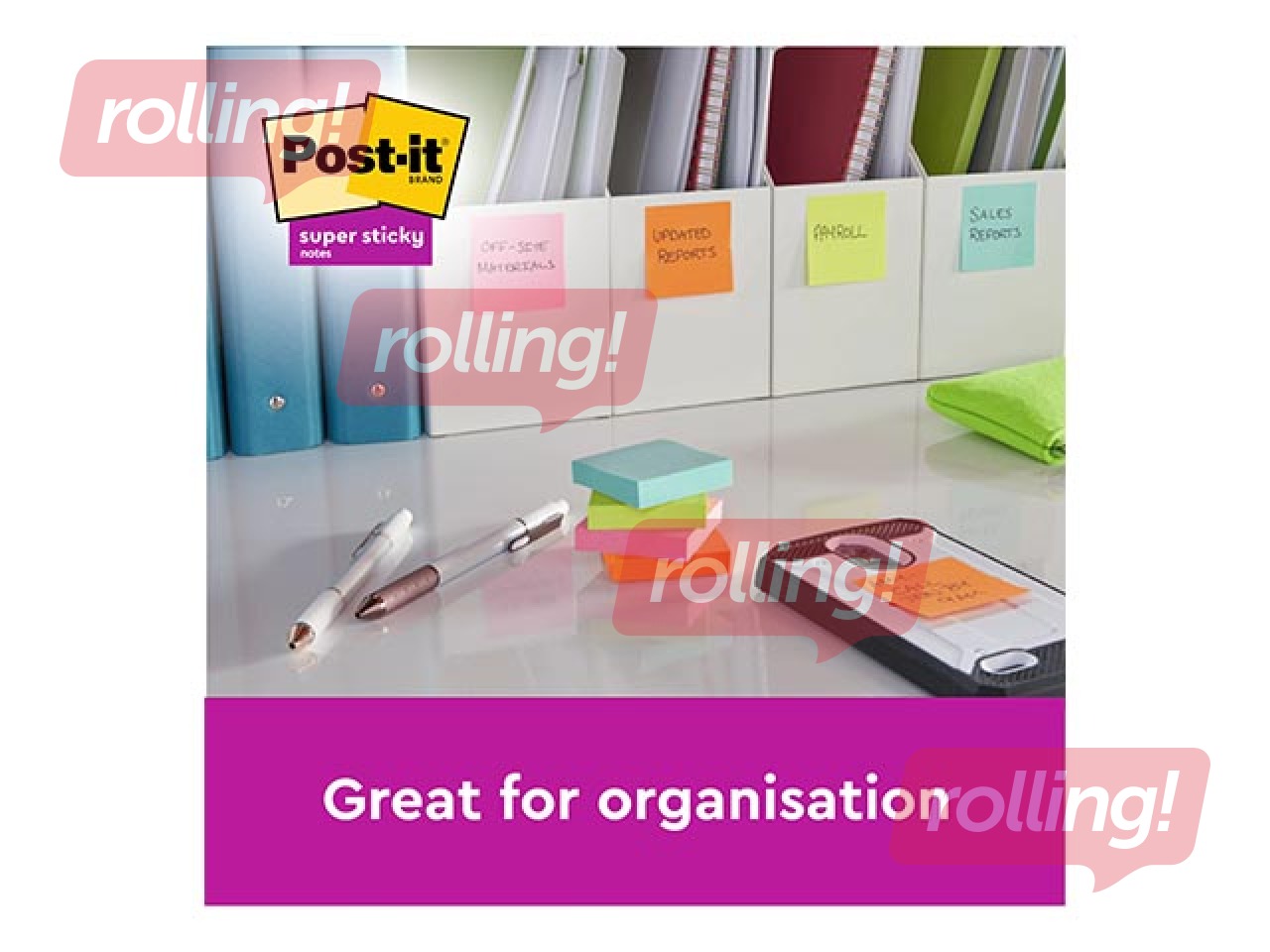 Sticky notes Z - type, Post-it Super Sticky Carnival, 76x76 mm, 6x90 sh. + GIFT! Purchase stick
