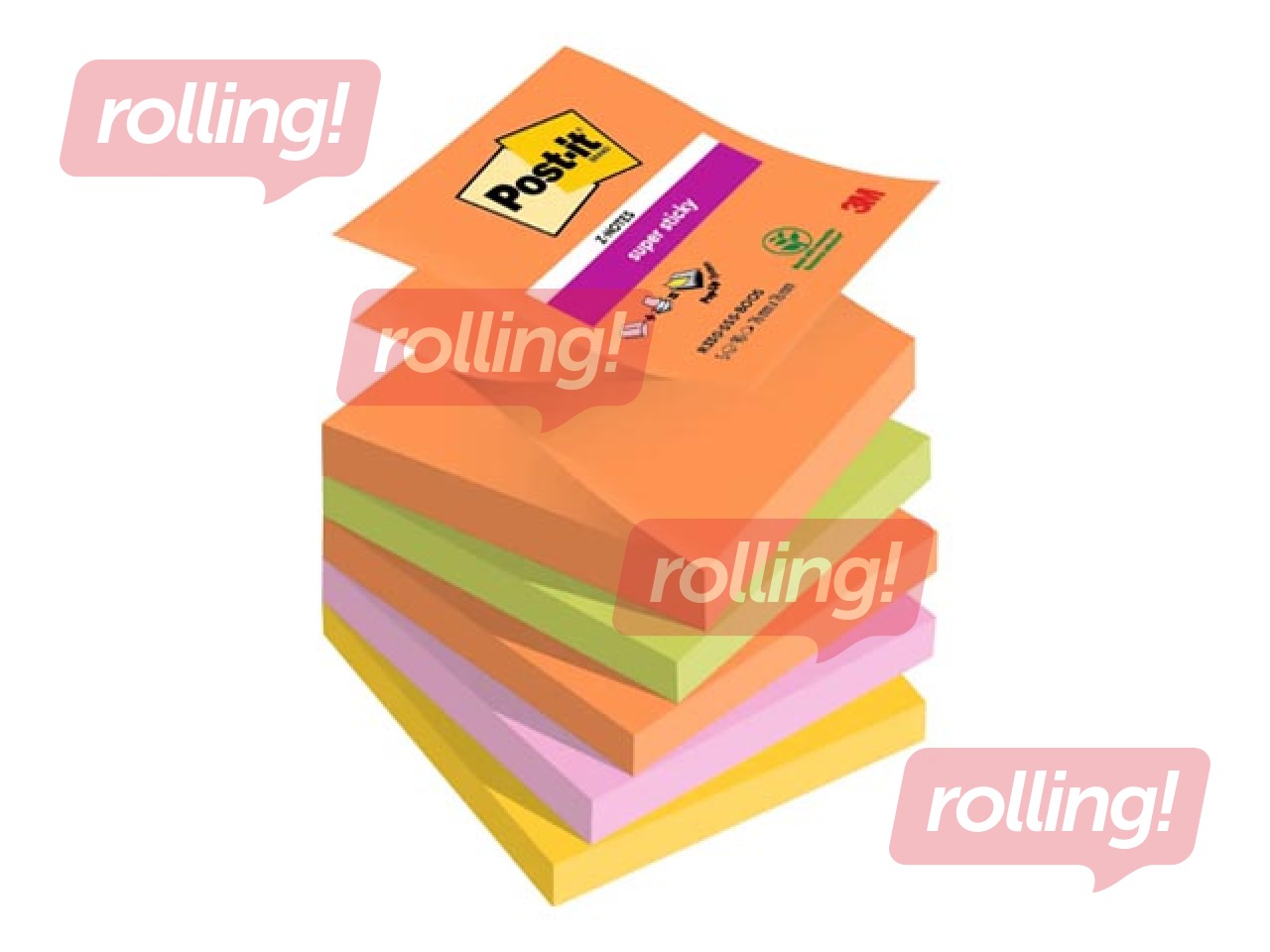 Клейкие листочки Z - тип, Post-it Super Sticky Boost, 76x76мм, 5x90 листов + АКЦИЯ! Купи наклейки 