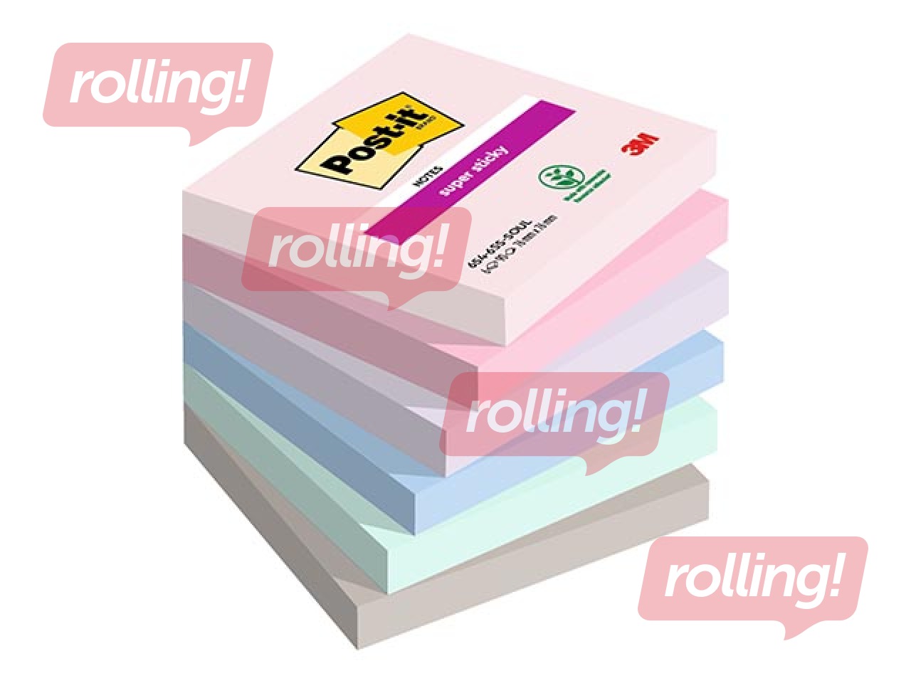 Liimäärega märkmepaber Post-It Super Sticky Soulful, 76x76mm, 6x90 lehte + KAMPAANIA! Ost