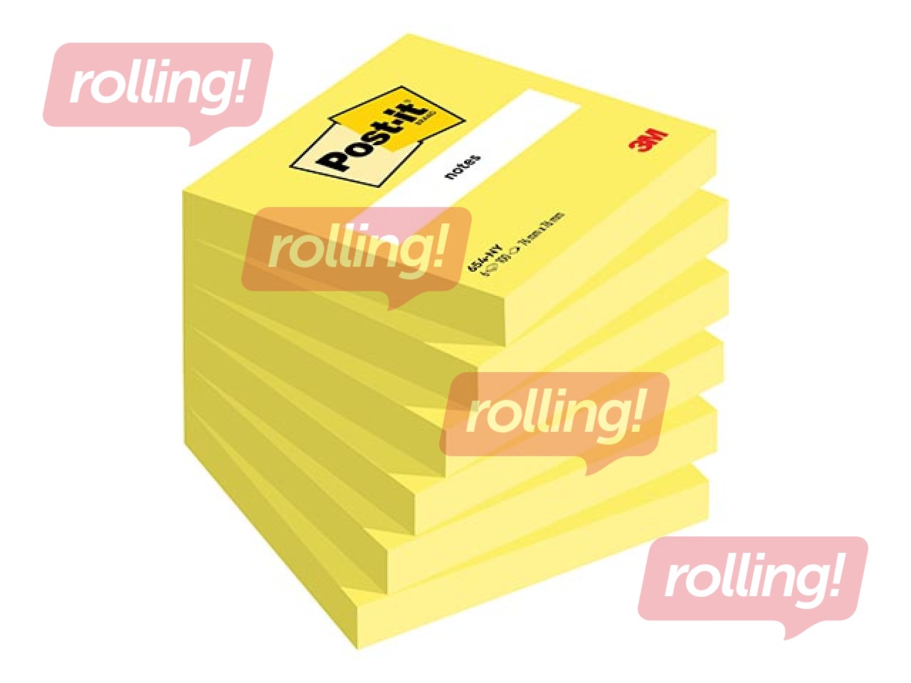 Post-it Neon märkmepaber, iseliimuv, kollane, 76x76mm, 100 lehte