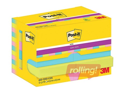 Liimäärega märkmepaber Post-It Super Sticky Cosmic 47.6x47.6mm, 12x90 lehte + KAMPAANIA! Ost