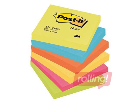 Liimiäärega märkmepaber Post-it Energetic, 76 x 76 mm, 6 x100 l + KAMPAANIA! Osta märkmepaber ja m