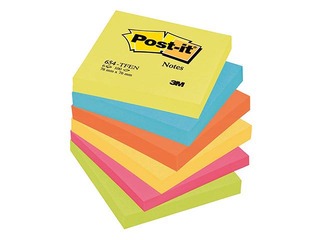 Liimiäärega märkmepaber Post-it Energetic, 76 x 76 mm, 6 x100 l + KAMPAANIA! Osta märkmepaber ja m