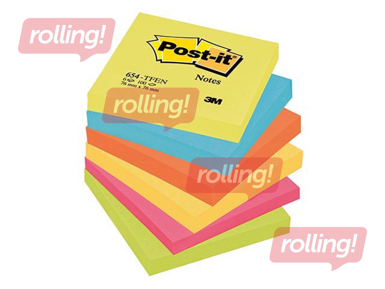 Sticky notes Post-it Energetic, 76x76 mm, 6x100l + GIFT! Purchase sticky notes and receive a gift!