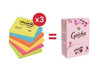 Sticky notes Post-it Energetic, 76x76 mm, 6x100l + GIFT! Purchase sticky notes and receive a gift!
