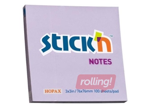 Liimiribaga märkmepaberid StickN, lilla, 76x76mm, 100 lehte