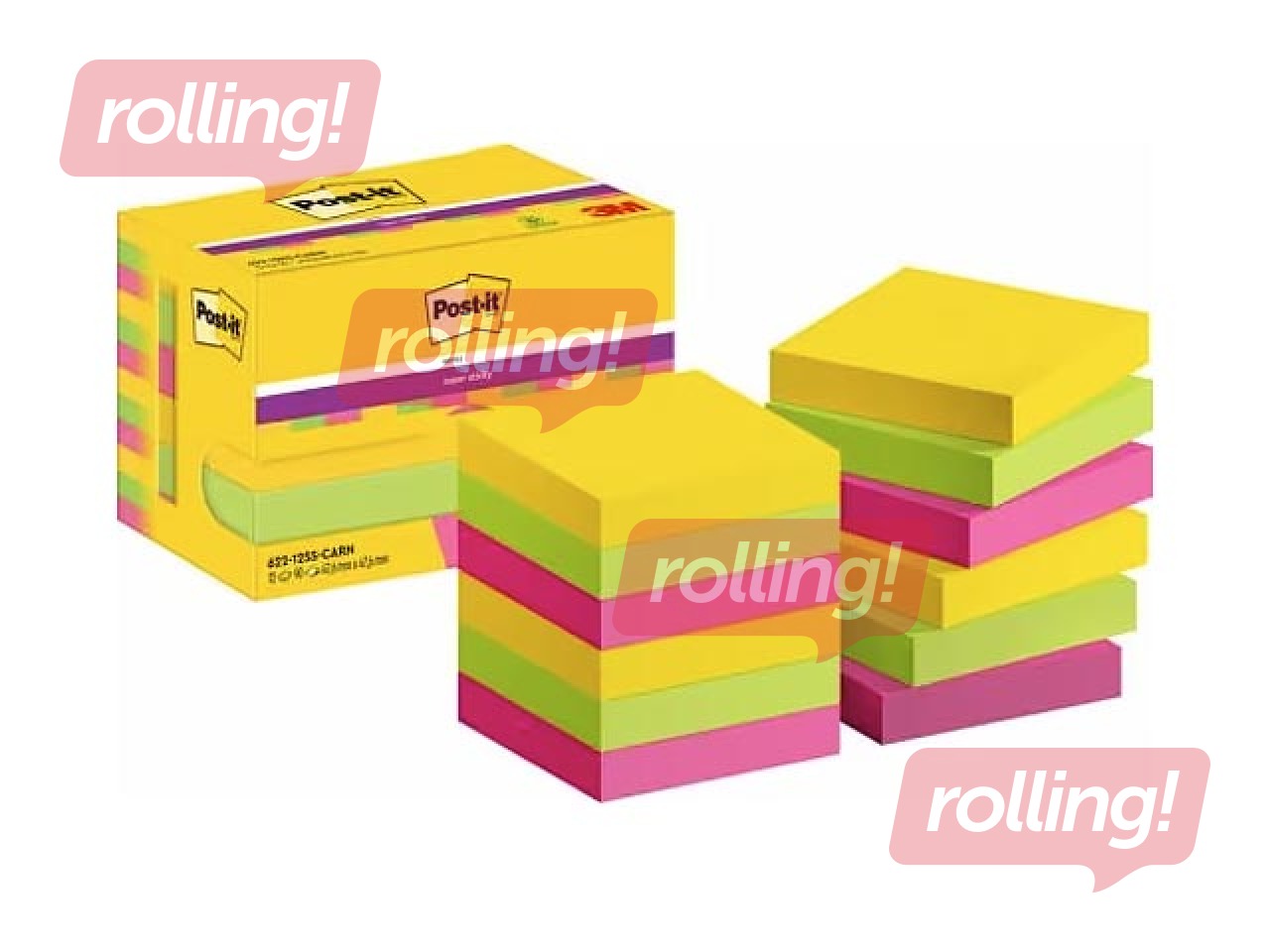 Liimäärega märkmepaber Post-it Super Sticky Carnival Cabinet 47.6x47.6mm, 12x90 lehte + KAMPAANIA