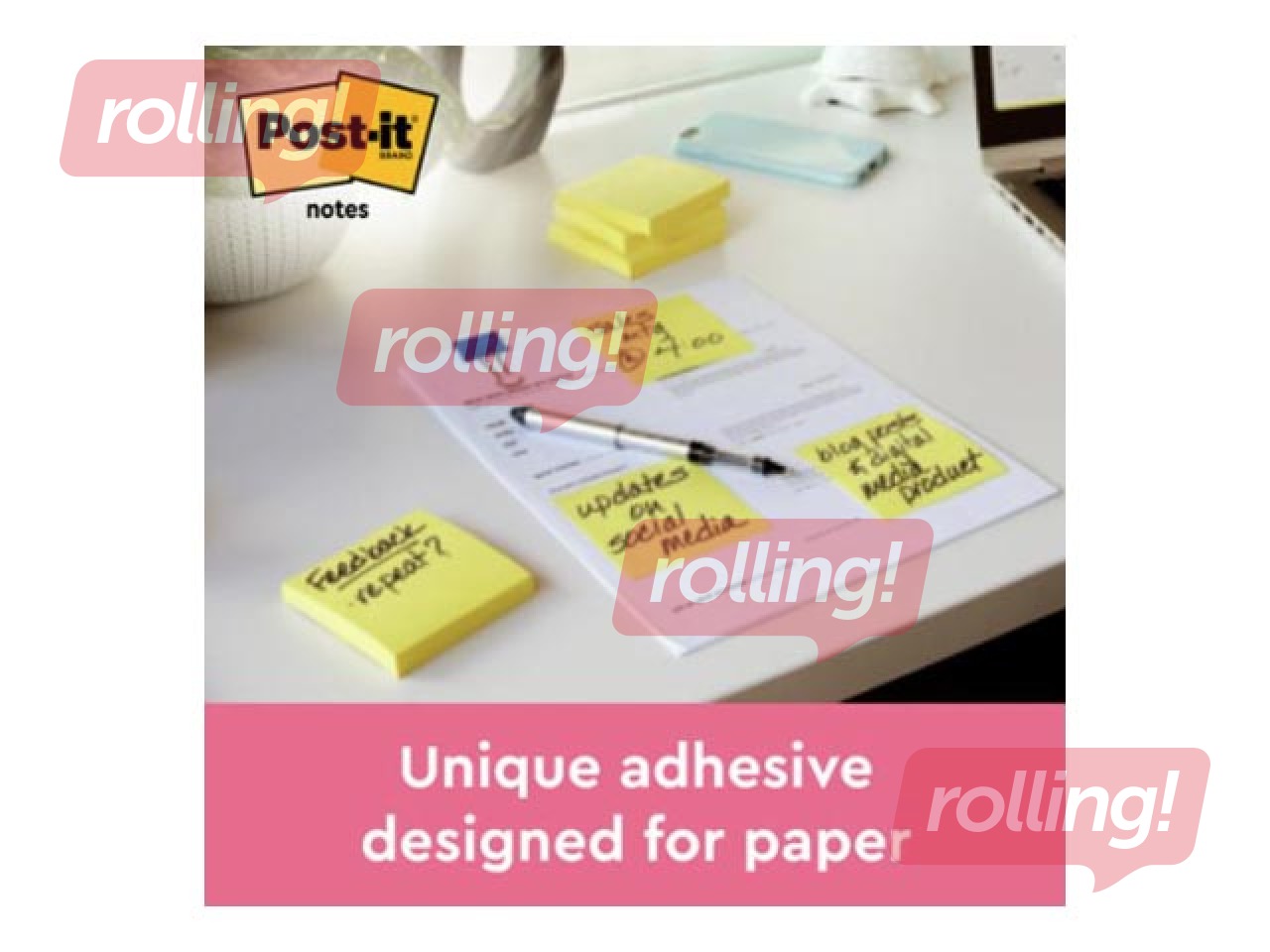 Līmlapiņas Post-it, dzeltenas, 76x102mm, 12x100 lapiņas + AKCIJA! Pērc līmlapiņas un saņem dāvanu!