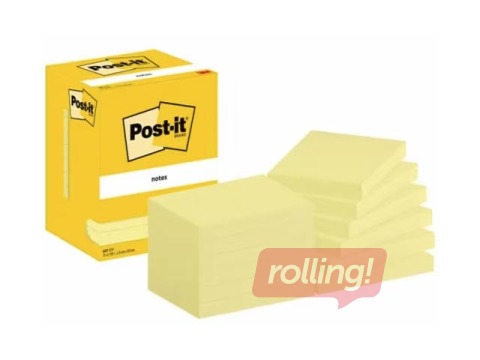 Märkmepaberid Post-it, kollane, 76x102mm, 12x100 lehte + KAMPAANIA! Osta märkmepaber ja me annam