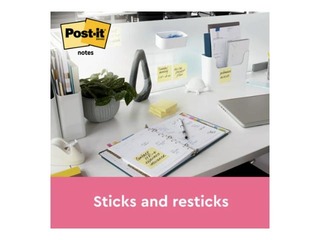 Märkmepaberid Post-it, kollane, 76x102mm, 12x100 lehte + KAMPAANIA! Osta märkmepaber ja me annam