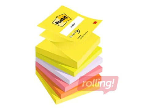  Z-tüüpi märkmepaber, Post-it Super Sticky Neon, 76x76mm, 6x100 lehte + KAMPAANIA! Osta märkmepabe