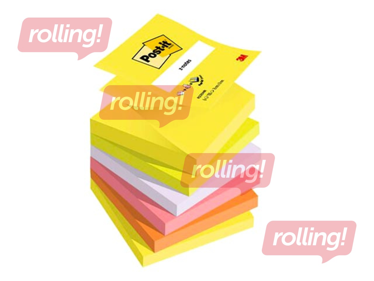  Z-tüüpi märkmepaber, Post-it Super Sticky Neon, 76x76mm, 6x100 lehte + KAMPAANIA! Osta märkmepabe