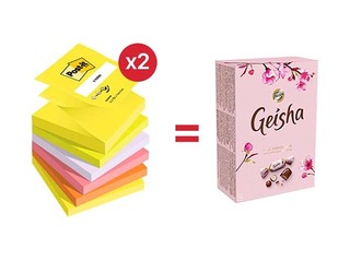  Z-tüüpi märkmepaber, Post-it Super Sticky Neon, 76x76mm, 6x100 lehte + KAMPAANIA! Osta märkmepabe