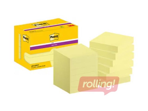 Липкие заметки Post-it Super Sticky Canary, жёлтые, 47.6x47.6мм, 90 листов x 12 шт. + АКЦИЯ! Куп