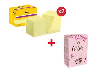 Märkmepaberid Post-it Super Sticky Canary, kollased, 47.6x47.6mm, 90 lehte x 12 tk. + KAMPAANIA! Ost