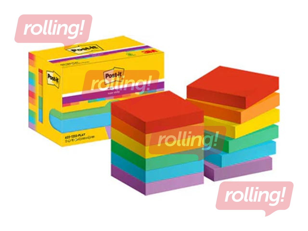 Post-it Super Sticky Notes Playful, 47.6x47.6mm, 90 sheets x 12 pcs. + GIFT! Purchase sticky note