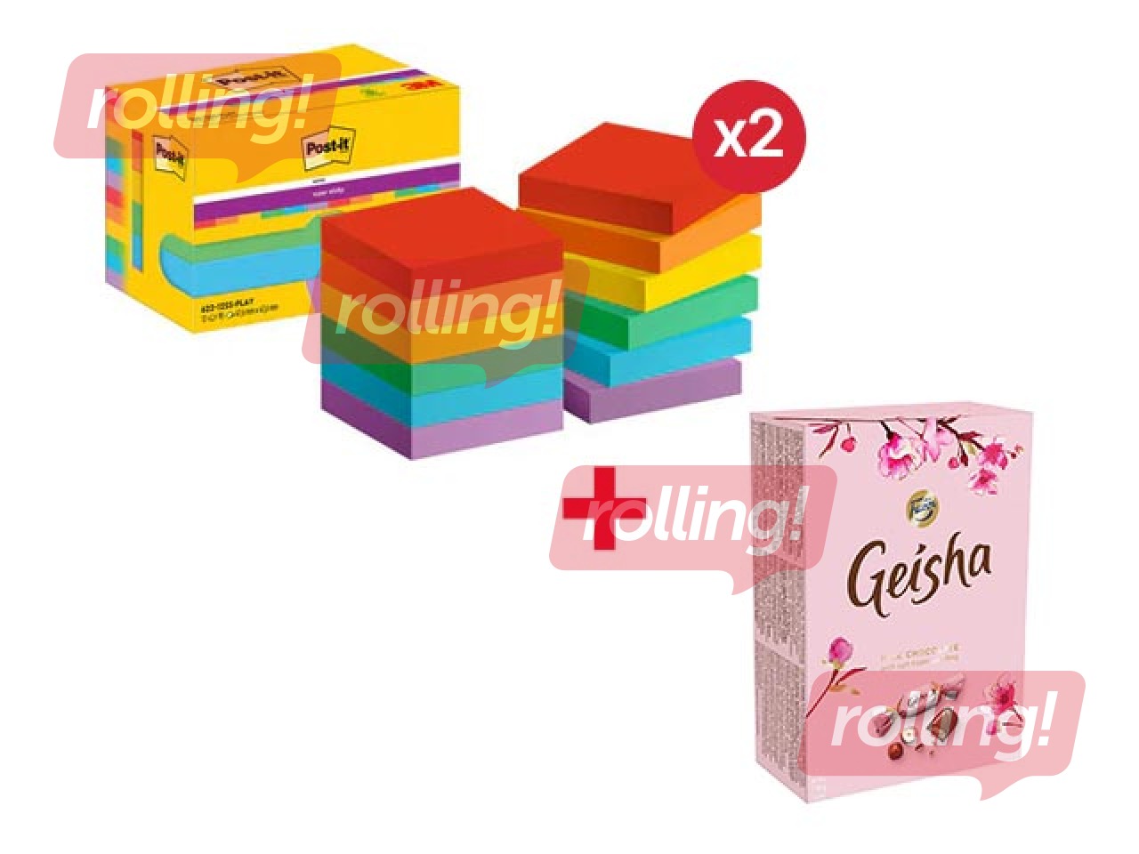 Post-it Super Sticky Notes Playful, 47.6x47.6mm, 90 sheets x 12 pcs. + GIFT! Purchase sticky note