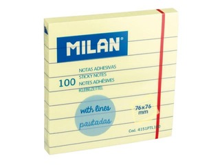 Adhesive notes Milan, yellow, lined, 100 sheets, 76x76mm