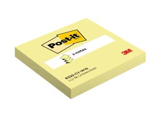 Līmlapiņas Post-it, Z-veidā, dzeltenas, 76x76mm, 100 lapiņas