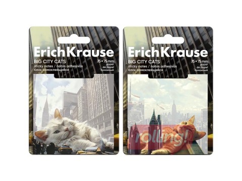 Kleepmärkmed ErichKrause, Big City Cats, 75x75mm, 50 lehte
