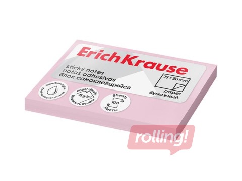 Kleepmärkmed ErichKrause, pastellroosad, 50x75mm, 100 lehte
