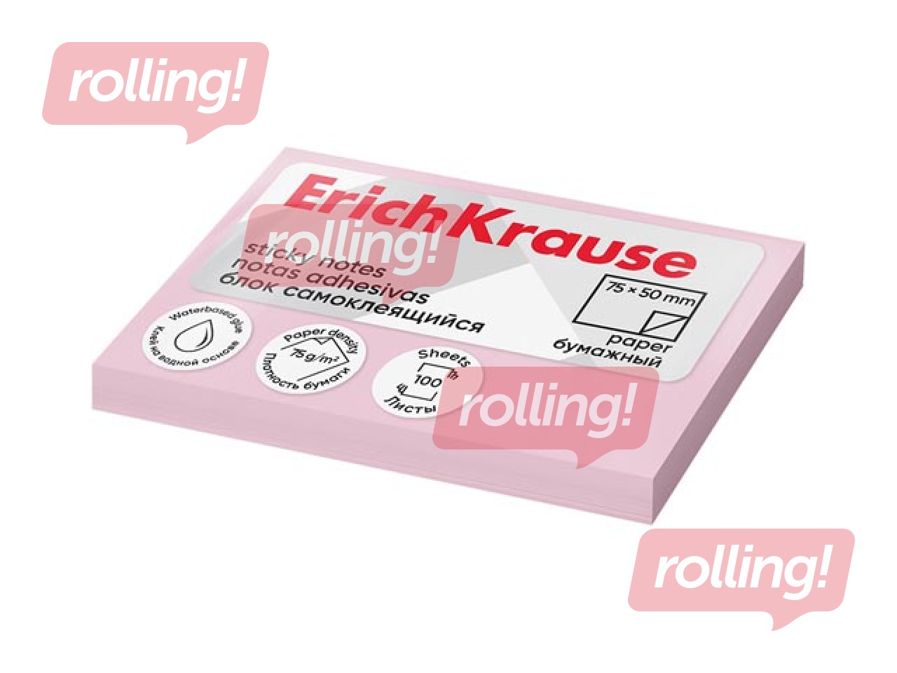 Kleepmärkmed ErichKrause, pastellroosad, 50x75mm, 100 lehte