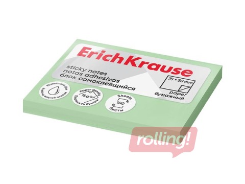 Kleepmärkmed ErichKrause, pastellrohelised, 50x75mm, 100 lehte