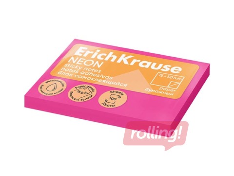 Kleepmärkmed ErichKrause, neoonroosad, 50x75mm, 100 lehte